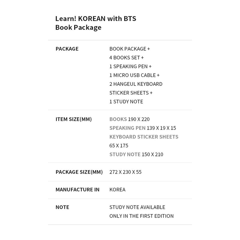 Learn! KOREAN with BTS Book Package(Global Edition)
